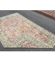 5x8 dining room rug, vintage Turkish rug, pastel red beige rug, 4'11 X 8' Handmade rug