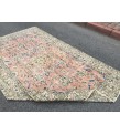 5x8 dining room rug, vintage Turkish rug, pastel red beige rug, 4'11 X 8' Handmade rug