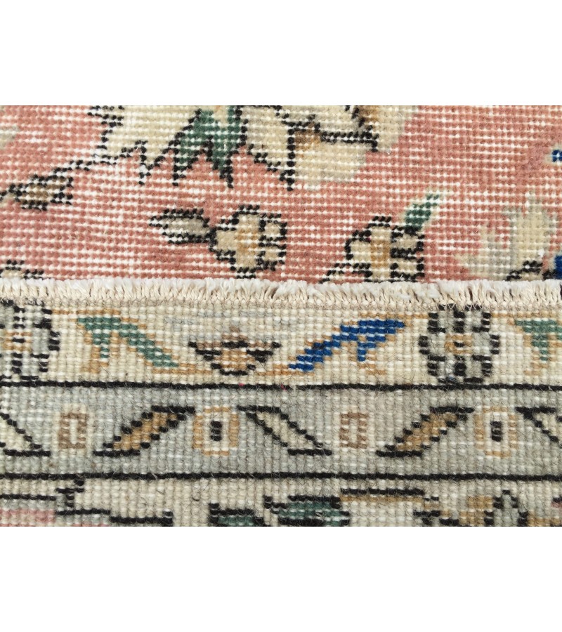 5x8 dining room rug, vintage Turkish rug, pastel red beige rug, 4'11 X 8' Handmade rug