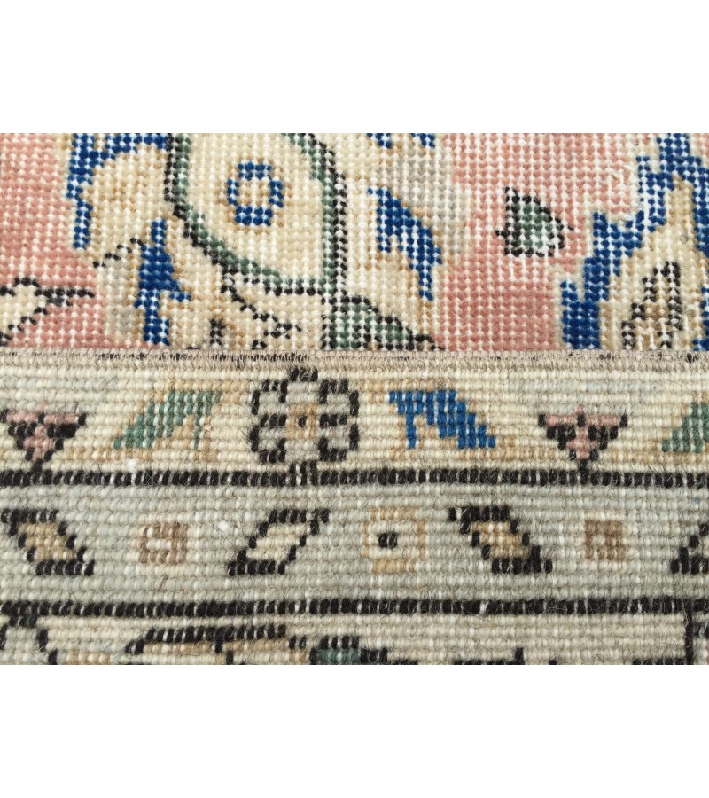 5x8 dining room rug, vintage Turkish rug, pastel red beige rug, 4'11 X 8' Handmade rug