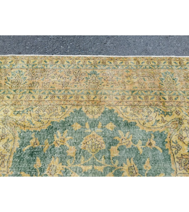 9x12 Green Yellow Oversize rug , Living room rug 8'6 X 12' Turkish rug , bed plan rug