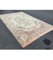 7x11 floral Handmade Area rug , Vintage Rug , 6'10 X 10'9 Farmhouse Retro rug ,beige green Nomadic rug