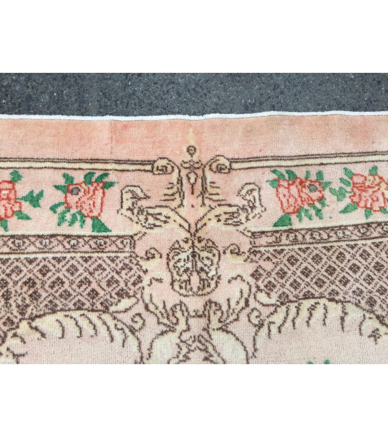 7x11 floral Handmade Area rug , Vintage Rug , 6'10 X 10'9 Farmhouse Retro rug ,beige green Nomadic rug