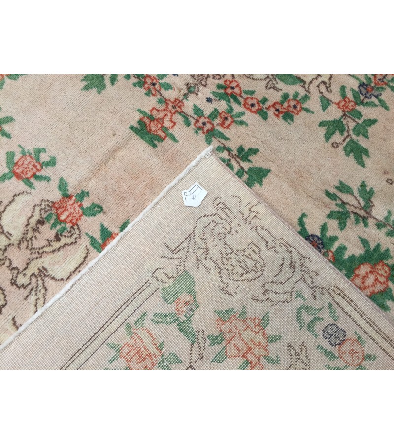 7x11 floral Handmade Area rug , Vintage Rug , 6'10 X 10'9 Farmhouse Retro rug ,beige green Nomadic rug