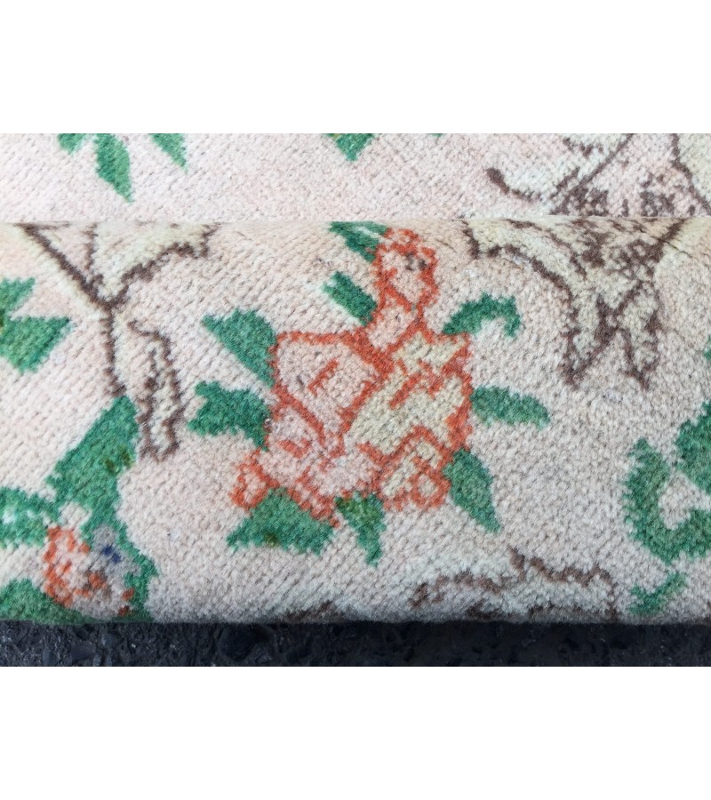 7x11 floral Handmade Area rug , Vintage Rug , 6'10 X 10'9 Farmhouse Retro rug ,beige green Nomadic rug