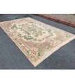 7x11 floral Handmade Area rug , Vintage Rug , 6'10 X 10'9 Farmhouse Retro rug ,beige green Nomadic rug