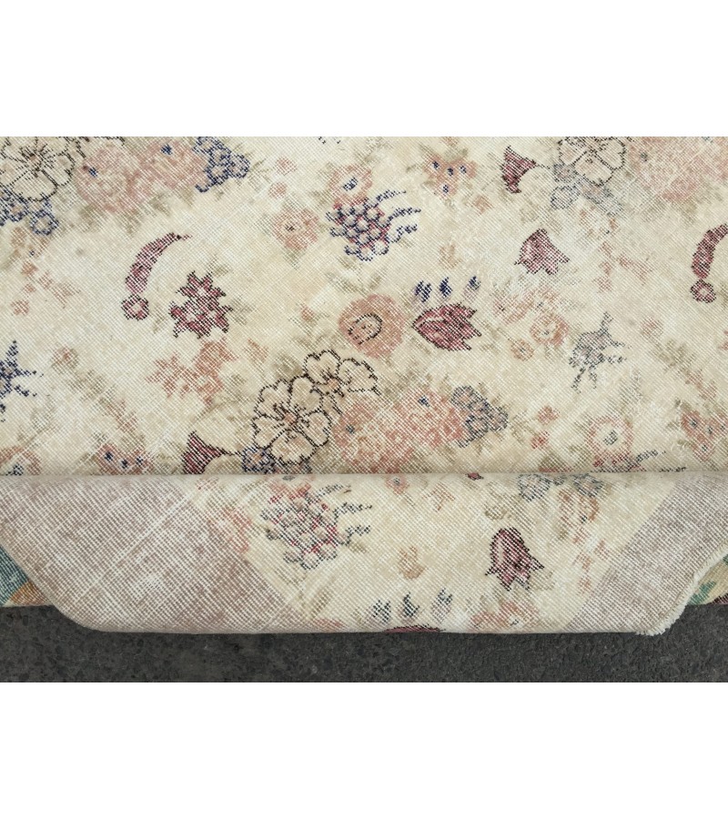 8x11 floral handmade rug, retro living room rug, 8'1 X 11'1 Handmade rug