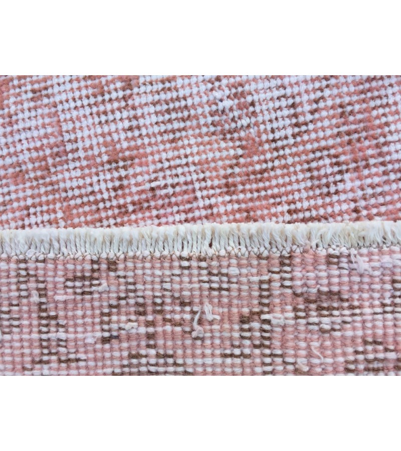 7x9 distressed handmade wool area rug, pink woven rug, 6'6 X 9'5 bedroom rug