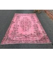 6x9 rustic living room rug, Turkish handmade rug , 5'7 X 9'3 pink woven rug