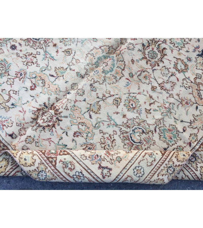 6x9 antique Turkish rug, beige brown rug, , Area rug , vintage carpet , 5'11 X 9'2 handmade rug