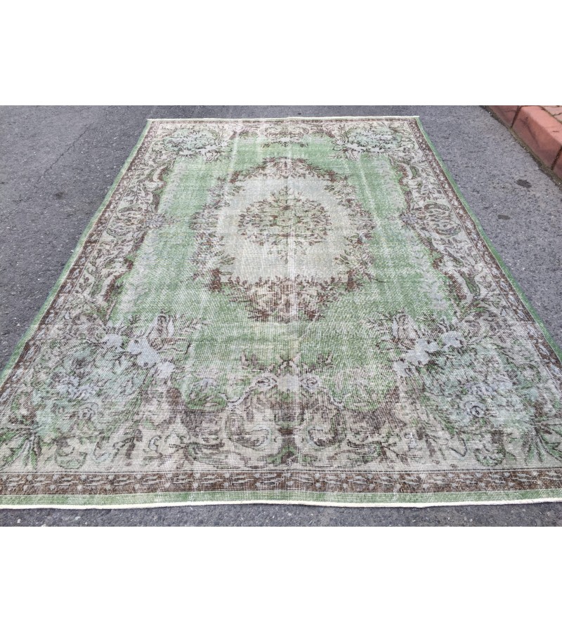 6x10 green gray bedroom rug, Vintage turkish rug , Living room rug , 6'5 X 10' boho Rug