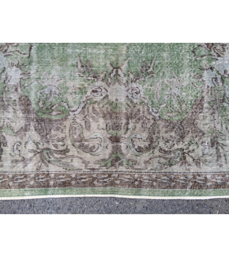 6x10 green gray bedroom rug, Vintage turkish rug , Living room rug , 6'5 X 10' boho Rug