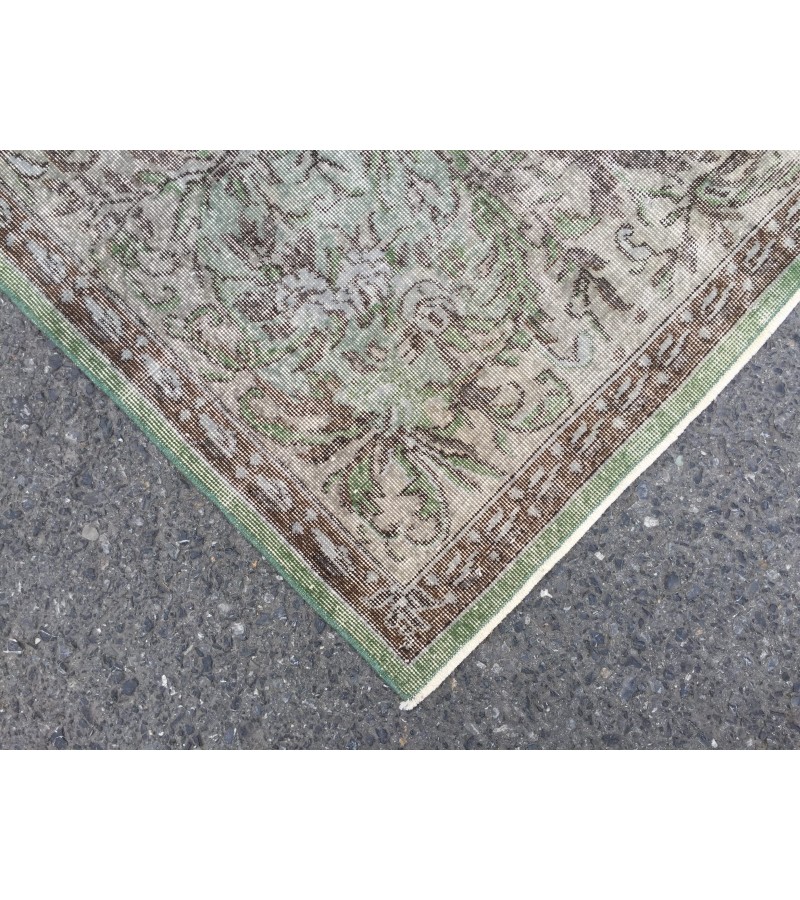 6x10 green gray bedroom rug, Vintage turkish rug , Living room rug , 6'5 X 10' boho Rug