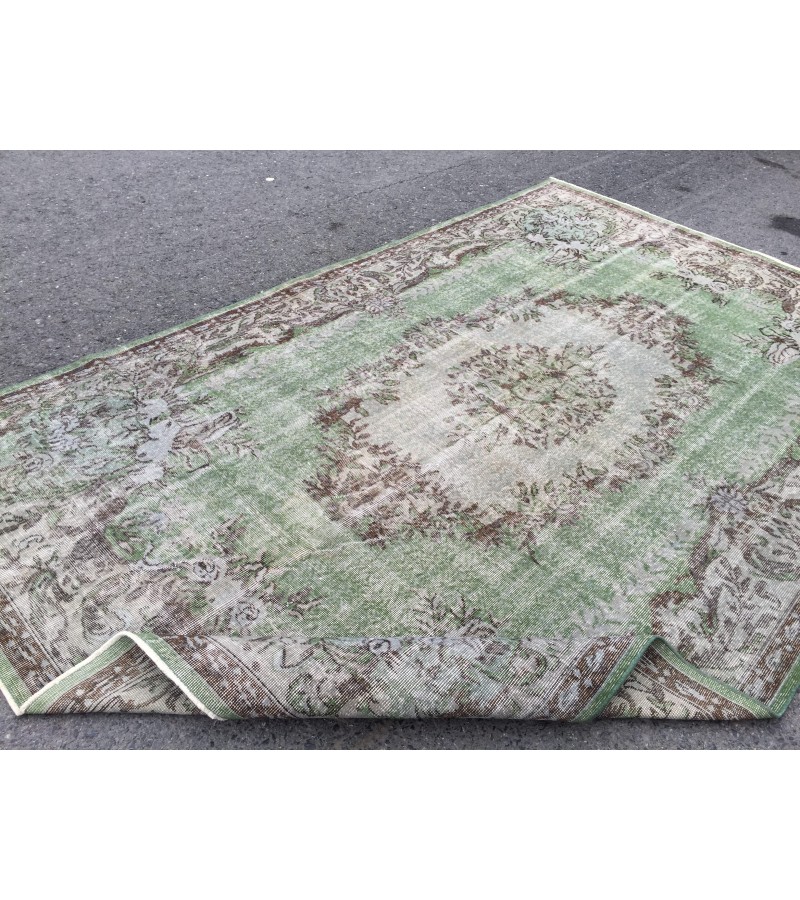 6x10 green gray bedroom rug, Vintage turkish rug , Living room rug , 6'5 X 10' boho Rug