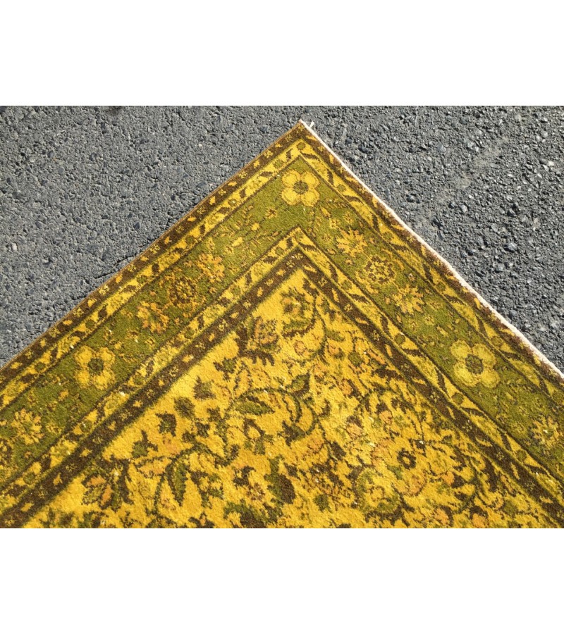 8x10 Wool Yellow Green Oushak Rug , 7x10 Handmade Area rug , 6'11 x 10'1 Turkish Rug