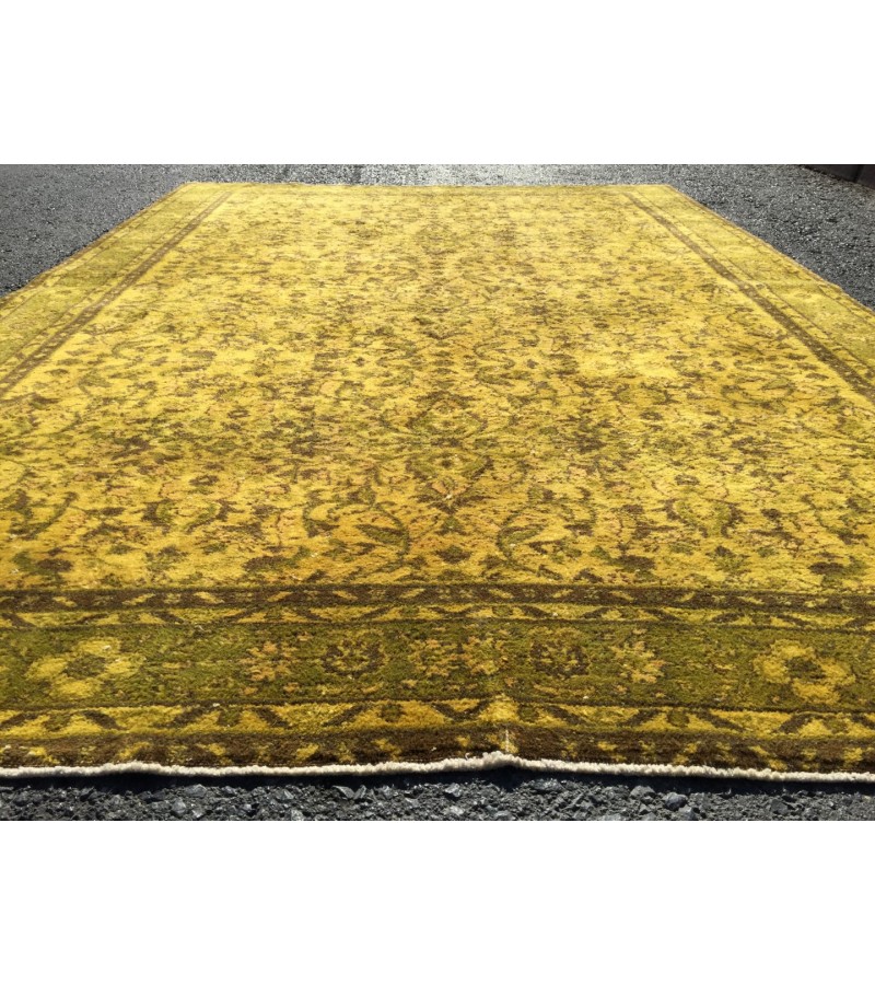 8x10 Wool Yellow Green Oushak Rug , 7x10 Handmade Area rug , 6'11 x 10'1 Turkish Rug
