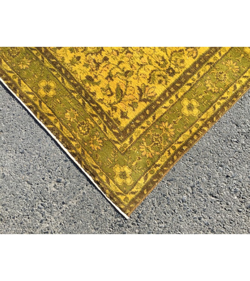 8x10 Wool Yellow Green Oushak Rug , 7x10 Handmade Area rug , 6'11 x 10'1 Turkish Rug