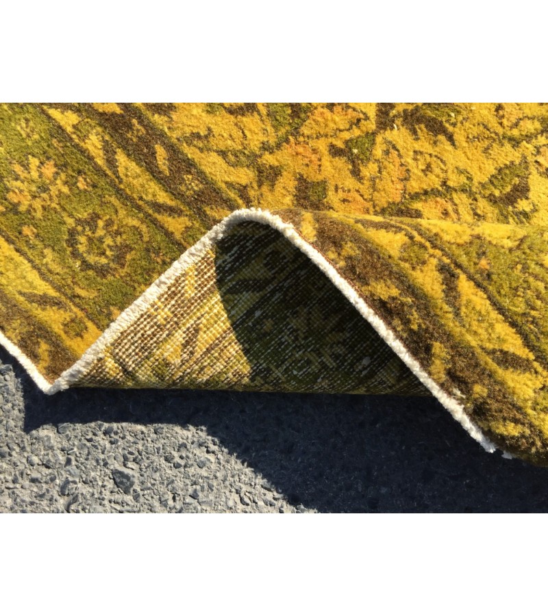 8x10 Wool Yellow Green Oushak Rug , 7x10 Handmade Area rug , 6'11 x 10'1 Turkish Rug