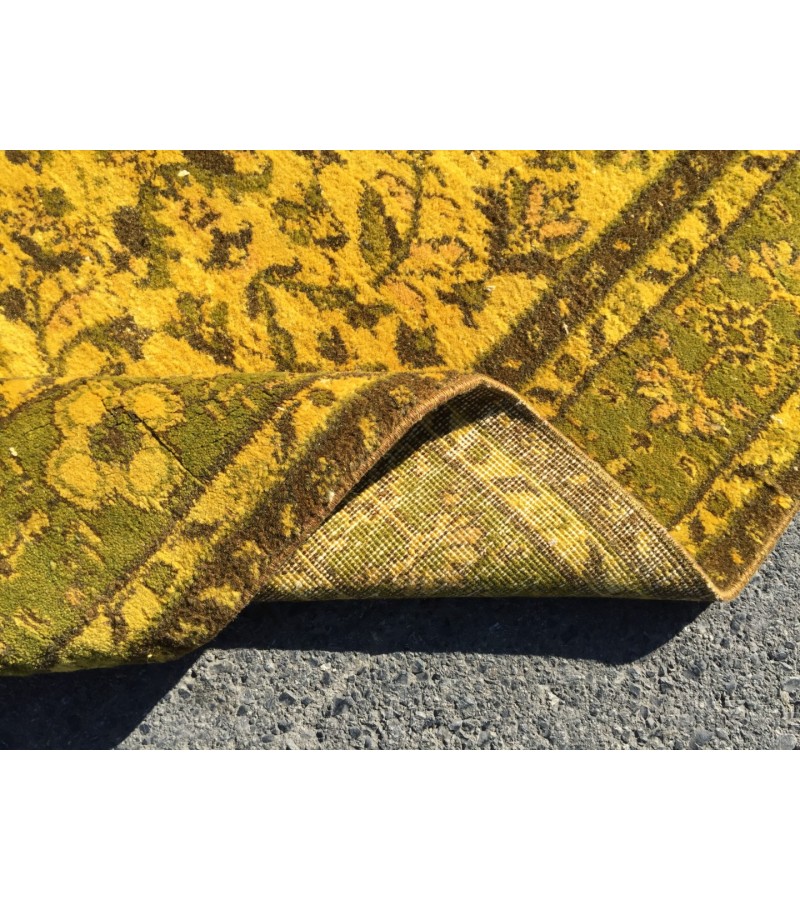 8x10 Wool Yellow Green Oushak Rug , 7x10 Handmade Area rug , 6'11 x 10'1 Turkish Rug