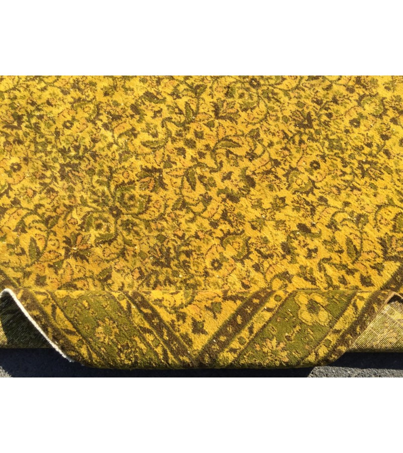 8x10 Wool Yellow Green Oushak Rug , 7x10 Handmade Area rug , 6'11 x 10'1 Turkish Rug