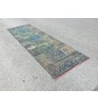 3x11 rustic corridor rug, geometric runner , 3'5 X 10'11 faded kitchen runner