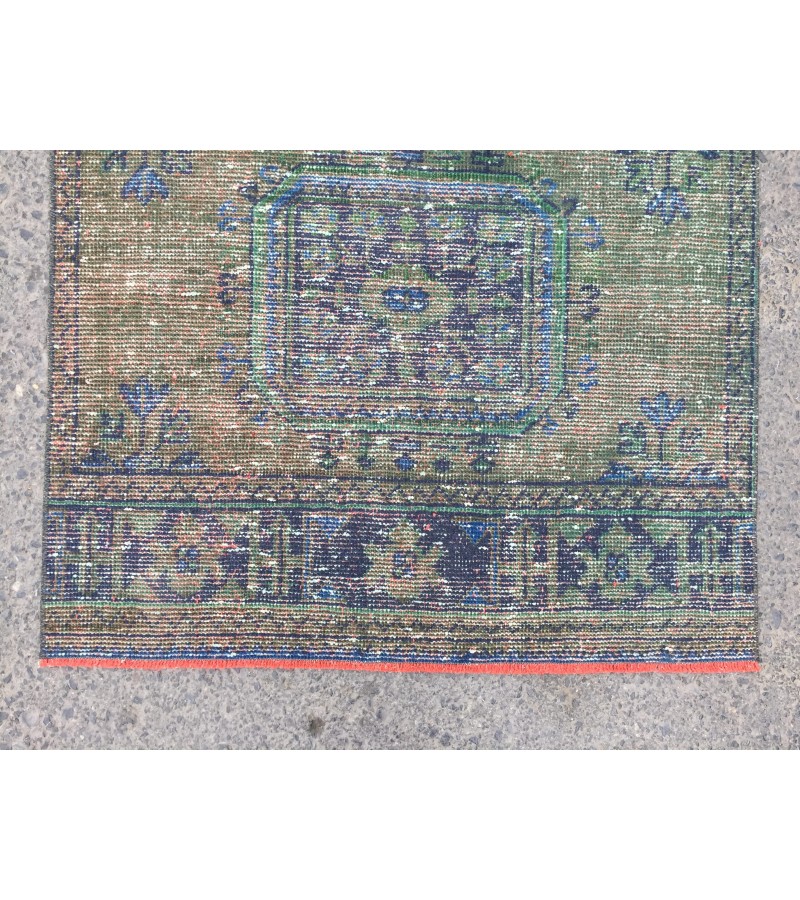 3x11 rustic corridor rug, geometric runner , 3'5 X 10'11 faded kitchen runner