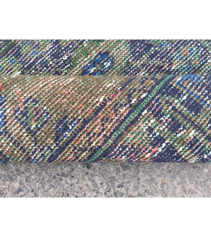 3x11 rustic corridor rug, geometric runner , 3'5 X 10'11 faded kitchen runner