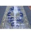 4x6 distressed Turkish rug , bedroom rug, 4' X 6'2 Blue Beige Handmade vintage rug
