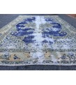 4x6 distressed Turkish rug , bedroom rug, 4' X 6'2 Blue Beige Handmade vintage rug