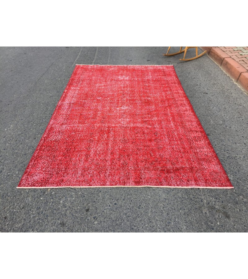 5x9 red bed plan rug, Living room rug , 5'5 X 9' Vintage rug