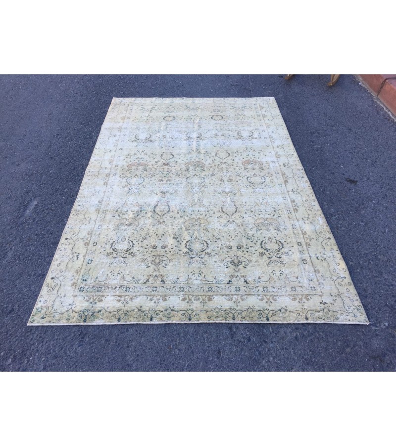 5x8 beige kitchen rug, bed plan rug, Turkish handmade rug, 4'8 X 7'5 retro rug