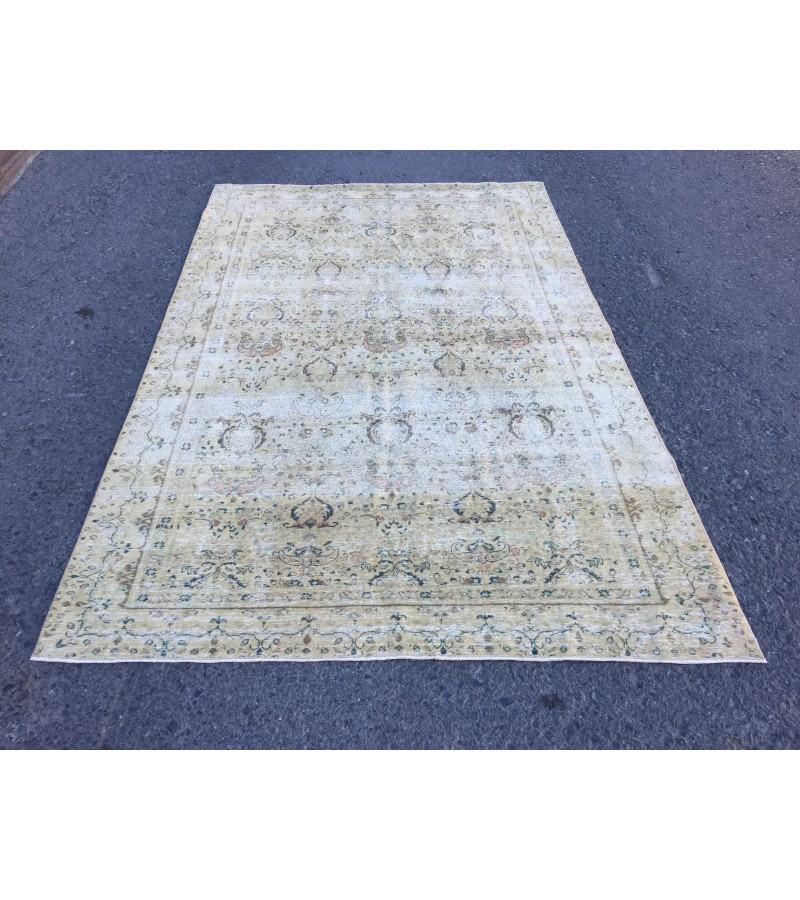 5x8 beige kitchen rug, bed plan rug, Turkish handmade rug, 4'8 X 7'5 retro rug