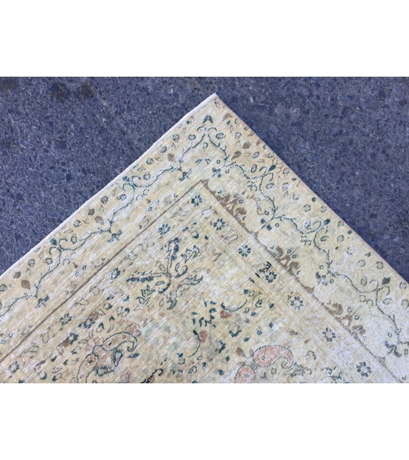 5x8 beige kitchen rug, bed plan rug, Turkish handmade rug, 4'8 X 7'5 retro rug