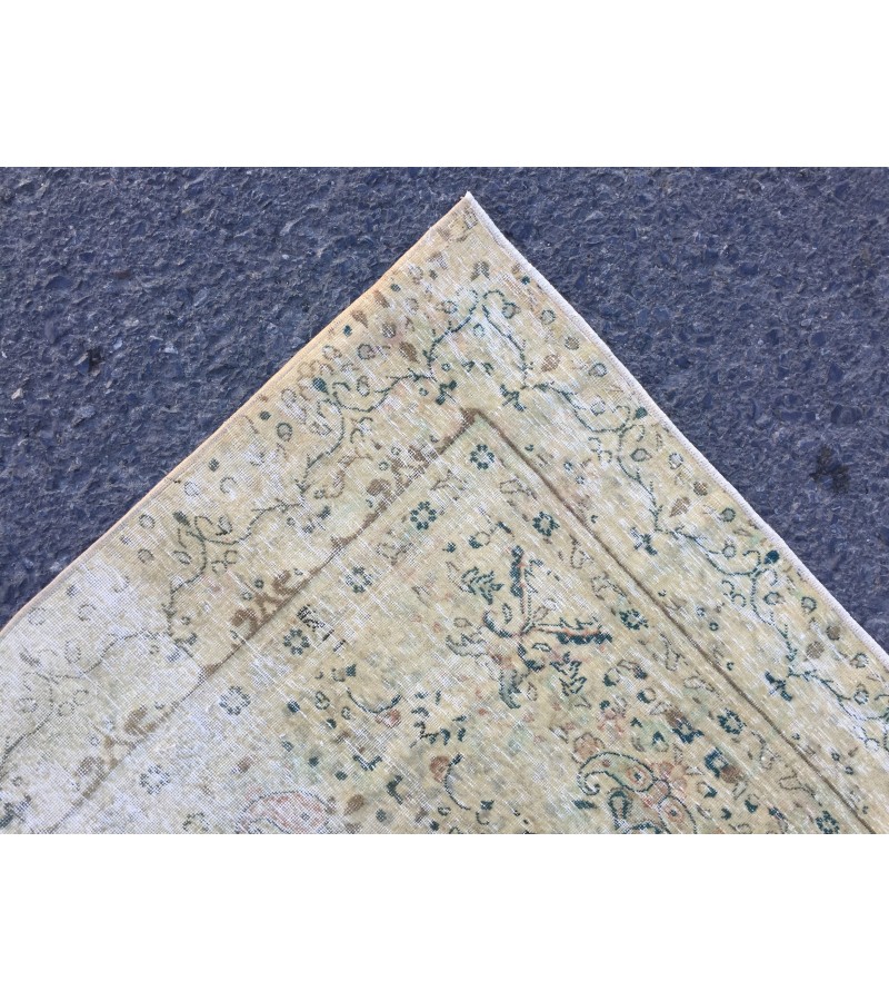 5x8 beige kitchen rug, bed plan rug, Turkish handmade rug, 4'8 X 7'5 retro rug