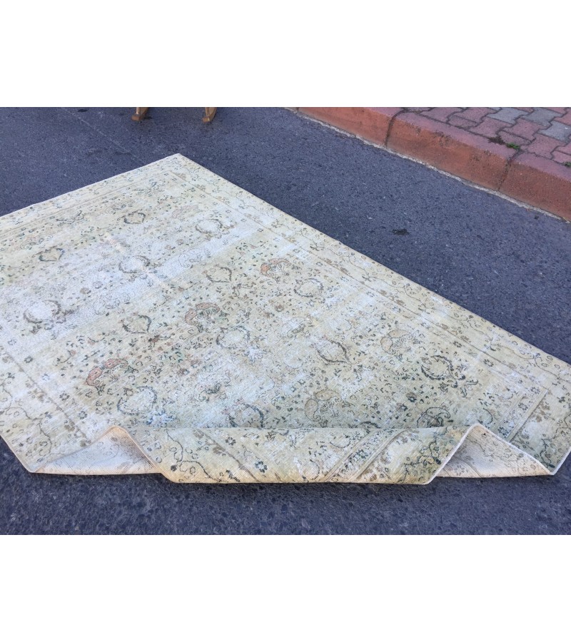 5x8 beige kitchen rug, bed plan rug, Turkish handmade rug, 4'8 X 7'5 retro rug