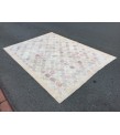 6x9 minimal floral area rug, hand knotted Turkish rug , 6'5 X 9 retro rug