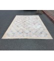 6x9 minimal floral area rug, hand knotted Turkish rug , 6'5 X 9 retro rug