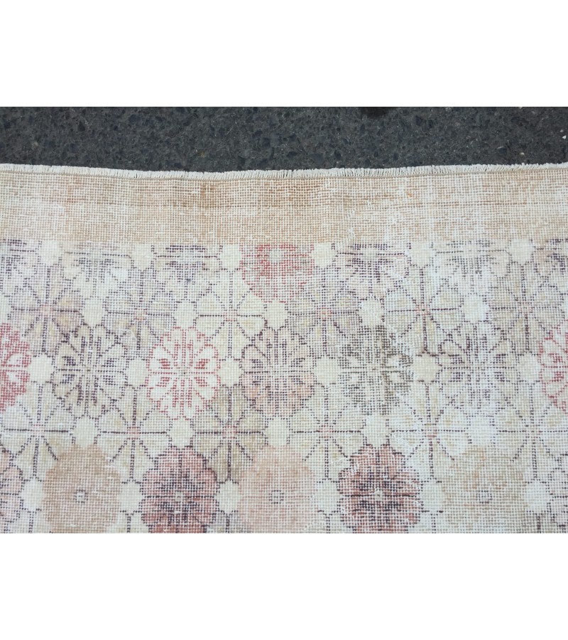 6x9 minimal floral area rug, hand knotted Turkish rug , 6'5 X 9 retro rug