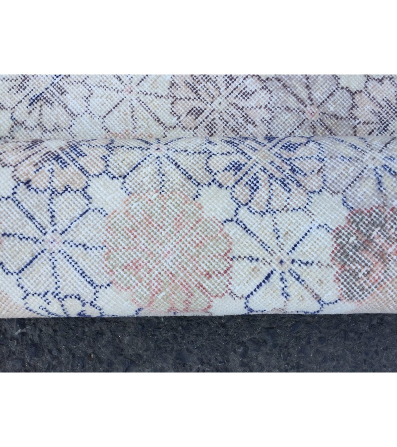 6x9 minimal floral area rug, hand knotted Turkish rug , 6'5 X 9 retro rug