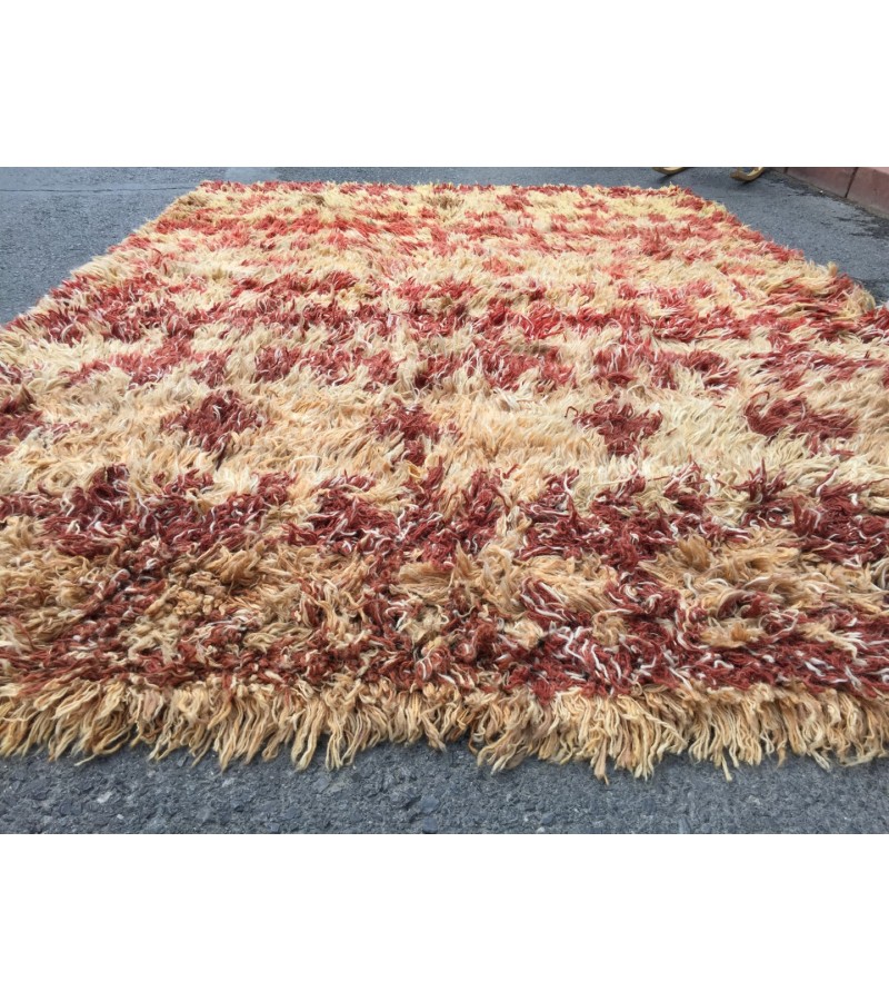 Shaggy Rug 8x11 , Moroccan Rug , Muted Throw rug , 7'7 X 10'10 Tulu Turkish Rug , Nomadic Rug , Soft rug