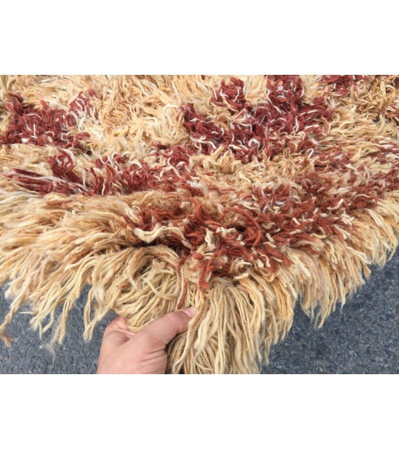 Shaggy Rug 8x11 , Moroccan Rug , Muted Throw rug , 7'7 X 10'10 Tulu Turkish Rug , Nomadic Rug , Soft rug
