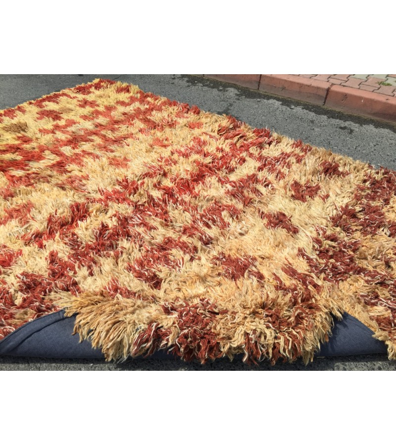 Shaggy Rug 8x11 , Moroccan Rug , Muted Throw rug , 7'7 X 10'10 Tulu Turkish Rug , Nomadic Rug , Soft rug