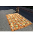 6x10 Vintage Orange shaggy rug, Moroccan rug 6x9 , Turkish Tulu rug , 6 X 9'6 handmade decor rug