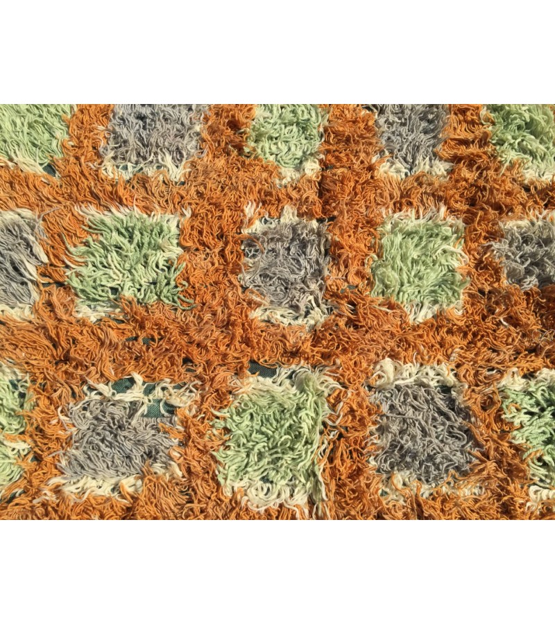 6x10 Vintage Orange shaggy rug, Moroccan rug 6x9 , Turkish Tulu rug , 6 X 9'6 handmade decor rug