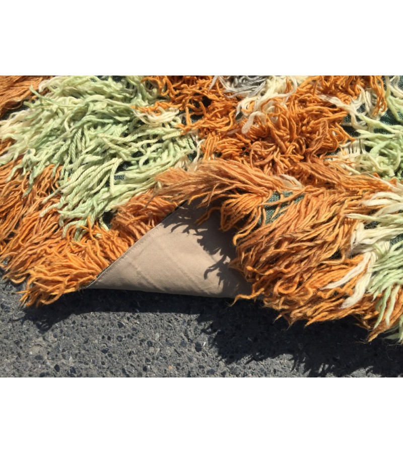6x10 Vintage Orange shaggy rug, Moroccan rug 6x9 , Turkish Tulu rug , 6 X 9'6 handmade decor rug