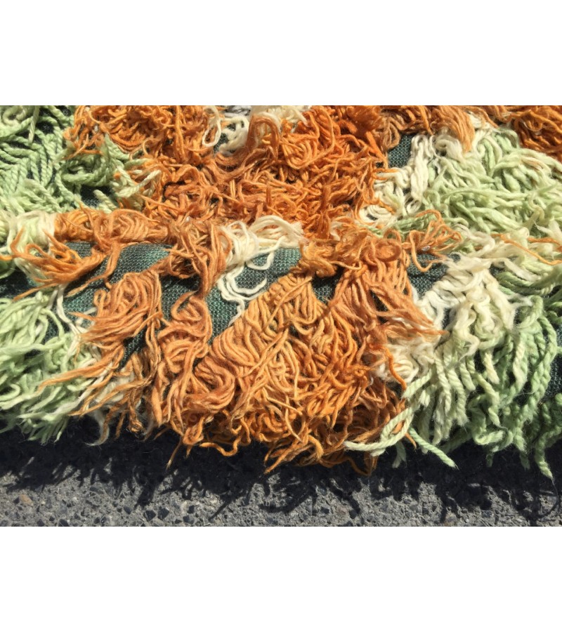 6x10 Vintage Orange shaggy rug, Moroccan rug 6x9 , Turkish Tulu rug , 6 X 9'6 handmade decor rug