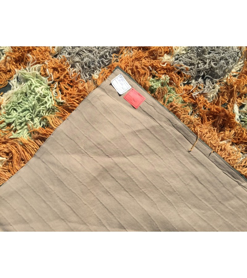 6x10 Vintage Orange shaggy rug, Moroccan rug 6x9 , Turkish Tulu rug , 6 X 9'6 handmade decor rug