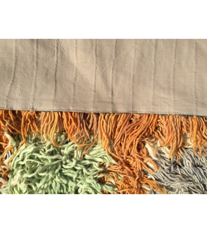 6x10 Vintage Orange shaggy rug, Moroccan rug 6x9 , Turkish Tulu rug , 6 X 9'6 handmade decor rug