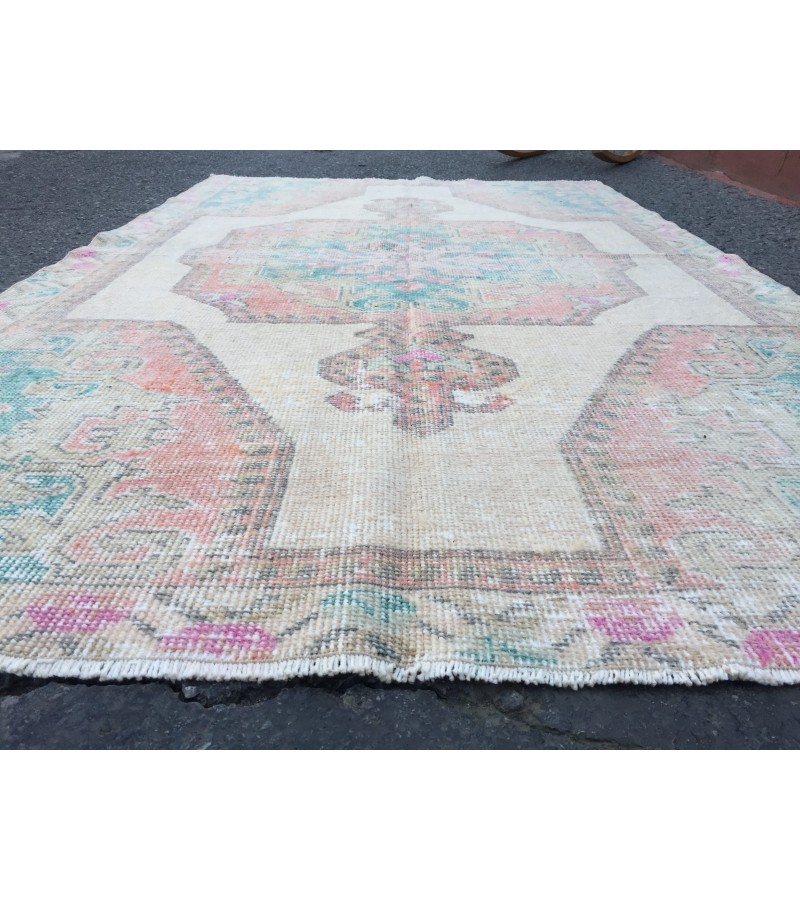 4x7 wool bedroom rug, home decor rug, 4'5 X 7'1 bed plan rug, Turkish area rug