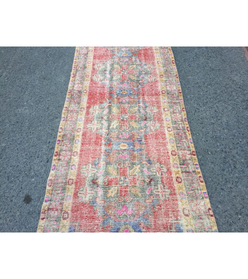 3x10 distressed vintage runner, entryway runner, 3'1 X 9'10 woven runner